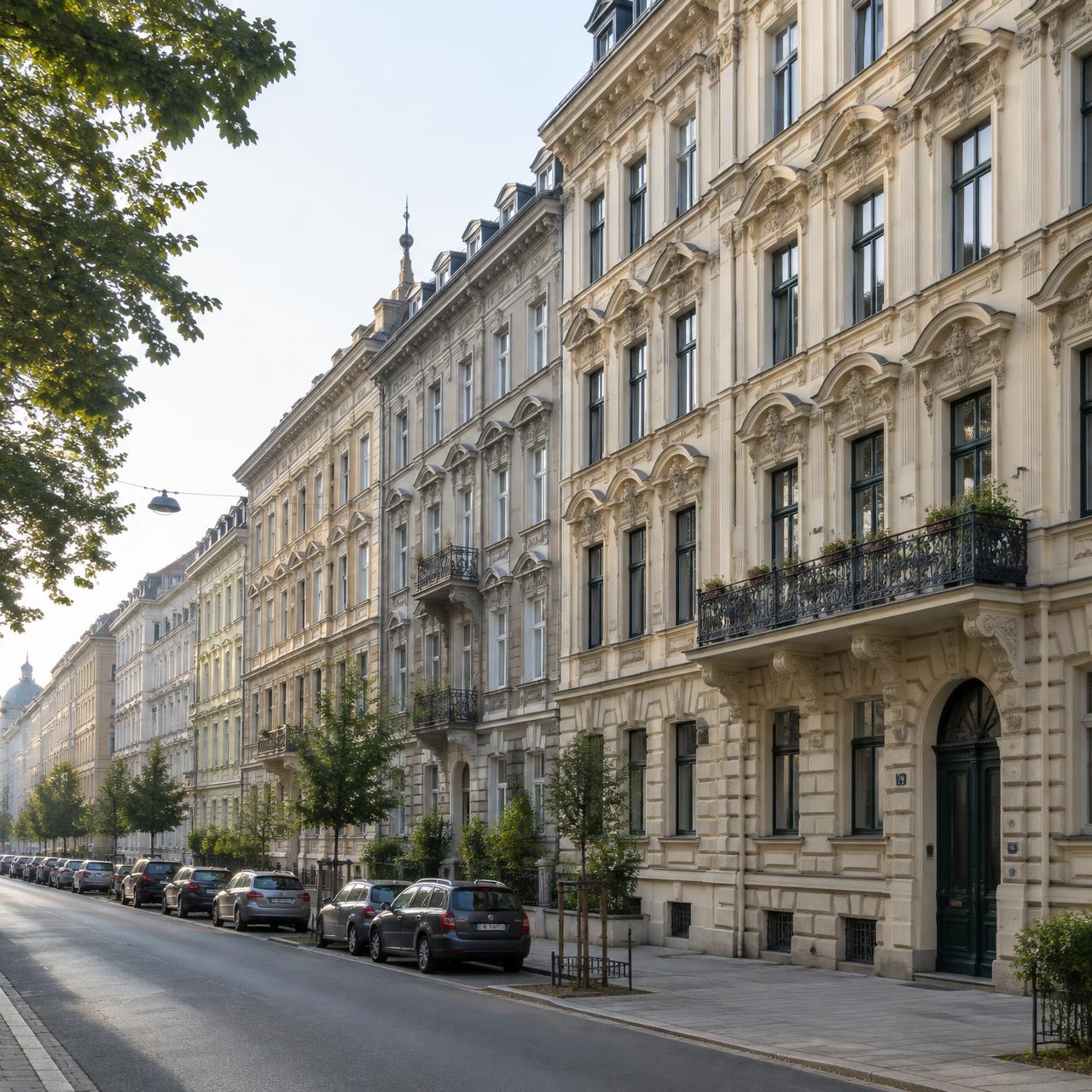 Wiener Straßenzug mit Gründerzeit-Zinshäusern